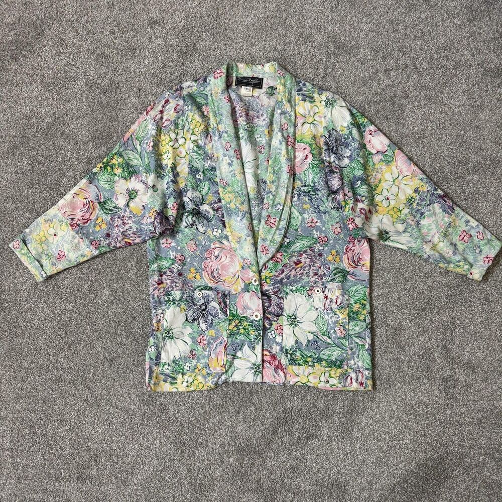 Vintage Bonnie Boynton Blazer Womens Petite Floral USA 90s Coastal Grandma